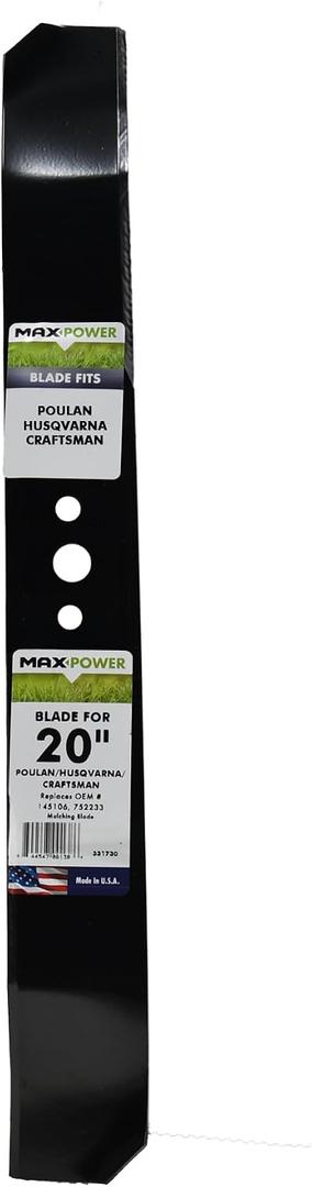 Maxpower 331730B Mulching Blade for 20 Inch Cut Poulan/Husqvarna/Craftsman Replaces 145106, 752233 and PP22055