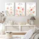 YUFXSTZV 3pcs Flower Christian Wall Art Bible Verse Wildflower Canvas Painting Boho Nursery Posters Aesthetic Religious Wildflower Wall Decor For Living Room Bedroom Home Decorations Unframed