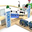 Z MAYABBO Wooden Train Set Accessories Wood Railway Bridge for Railroad Tracks, 2-Level Overpass Compatible for All Railway Tracks System