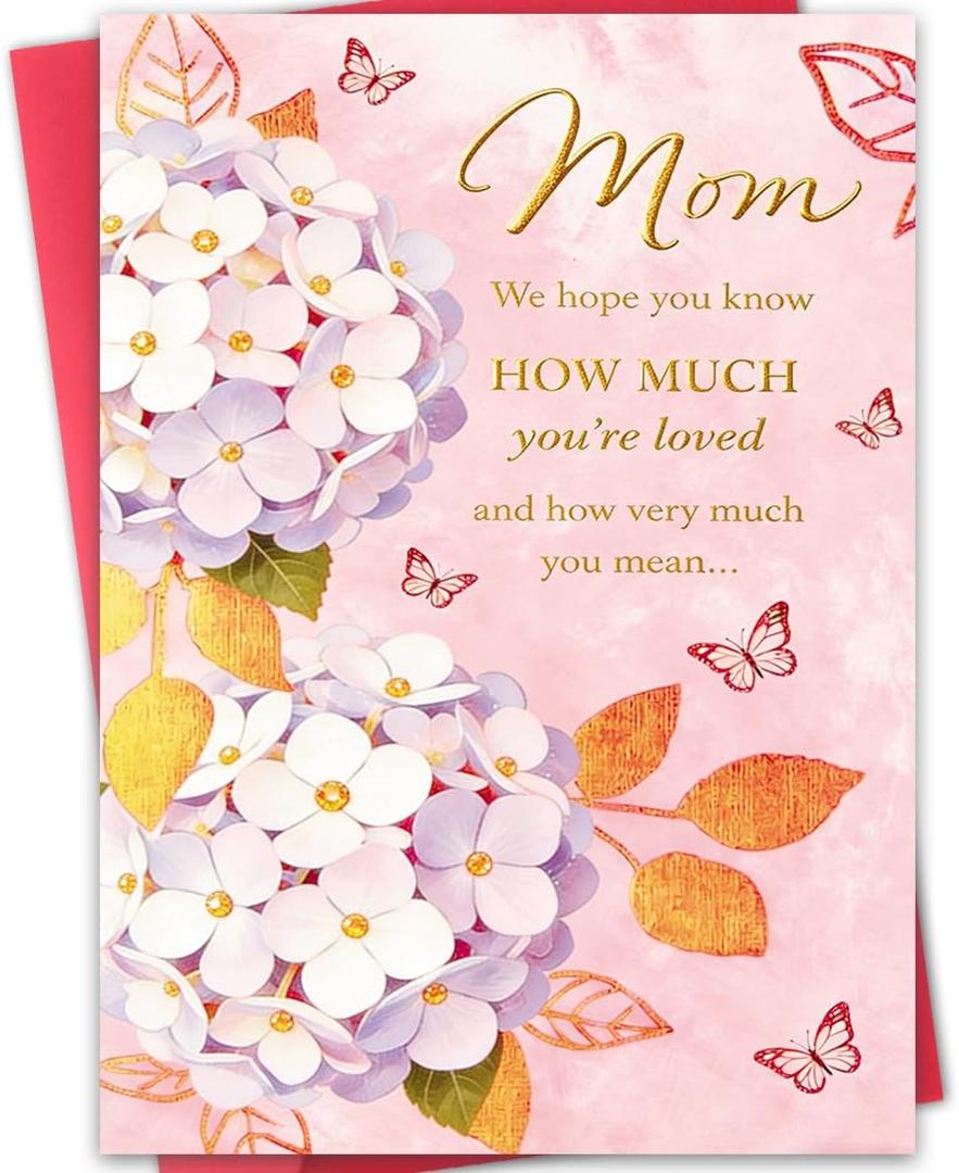 Happy Mothers Day Card for Mom, Beautiful Floral Mothers Day Gifts from Daughter Son Kids, Elegant Mom Appreciation Card with Heartfelt Message