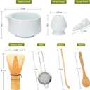 Accguan Matcha Whisk Set, 7pcs - Bamboo & Ceramic, Includes 19 oz Bowl, Whisk, Spoons, Holder, Sifter & More - Perfect for Matcha Lovers