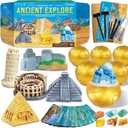 Ancient Wonders Dig Kit, Excavate 6 Treasure Landmarks Figurines & 6 Rocks, with History Learning Cards, Wonders of The World Toy Archaeology Set, STEM Party Favor Gifts for Boys & Girls Age 6+