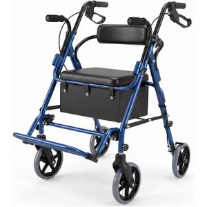 2-in-1 Rollator Walker for Seniors with Seat for All-Terrain Transport Use
