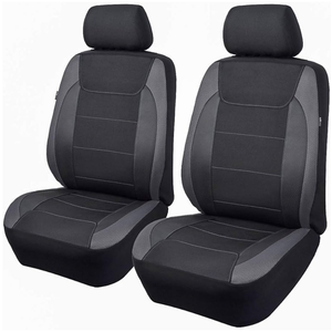 Flying Banner car seat Covers Quality Carbon Fiber Air Mesh Fabric Sport Low High Back Bucket Back Pocket Arm Rest (2 Fronts - Low Bucket, Gray)