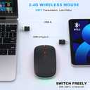 Bluetooth Wireless Mouse for MacBook Air Mac Pro iPad ,LED Rechargeable Silent Mouse with 2.4GHz USB-A/USB-C Receiver & Mouse Jiggler, Compatible with Laptop MacBook IPad Mac Tablet PC- Matte Black