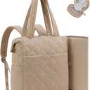 LOVEVOOK Diaper Bag Backpack,Diaper Bag Tote for Mom Dad with Changing Pad,Insulated Pockets, Convertible Lightweight Baby Backpack with Pacifier Case（Khaki）