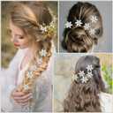 14Pcs Christmas Snowflake Hair Clips Rhinestone Blue White Decorative Bridal U-Shape Hair Pins Hair Accessories for Women Winter Holiday Wedding Party Xmas Hair Barrettes