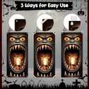 2 x Halloween Door Cover, Scary Front Door Banner Covering Decorations, Fabric Door Hanging Banner Decor Indoor Outdoor Halloween Party Supplies 72.8x35.4 Inch (Brownn)