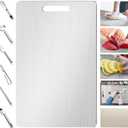 New Upgraded Titanium Cutting Board, Stainless Steel Cutting Boards For Kitche, Dishwasher Safe Double-sided Chopping Board with Peeler and Anti-slip Mat(18"L x 12"W)