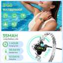 Silver Watch for Women, Luxury Casual Fashion Women's Wrist Watches with Smart Notifications, 24/7 Blood Pressure/Sleep/Heart Rate/Sport Monitor, IP68 Waterproof Women Smart Watch with Free APP