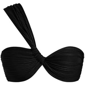 ZAFUL Women's One Shoulder Bikini Top Twisted Ruched Padded Bandeau Bikini Top Swimsuit Bathing Suits Top XL