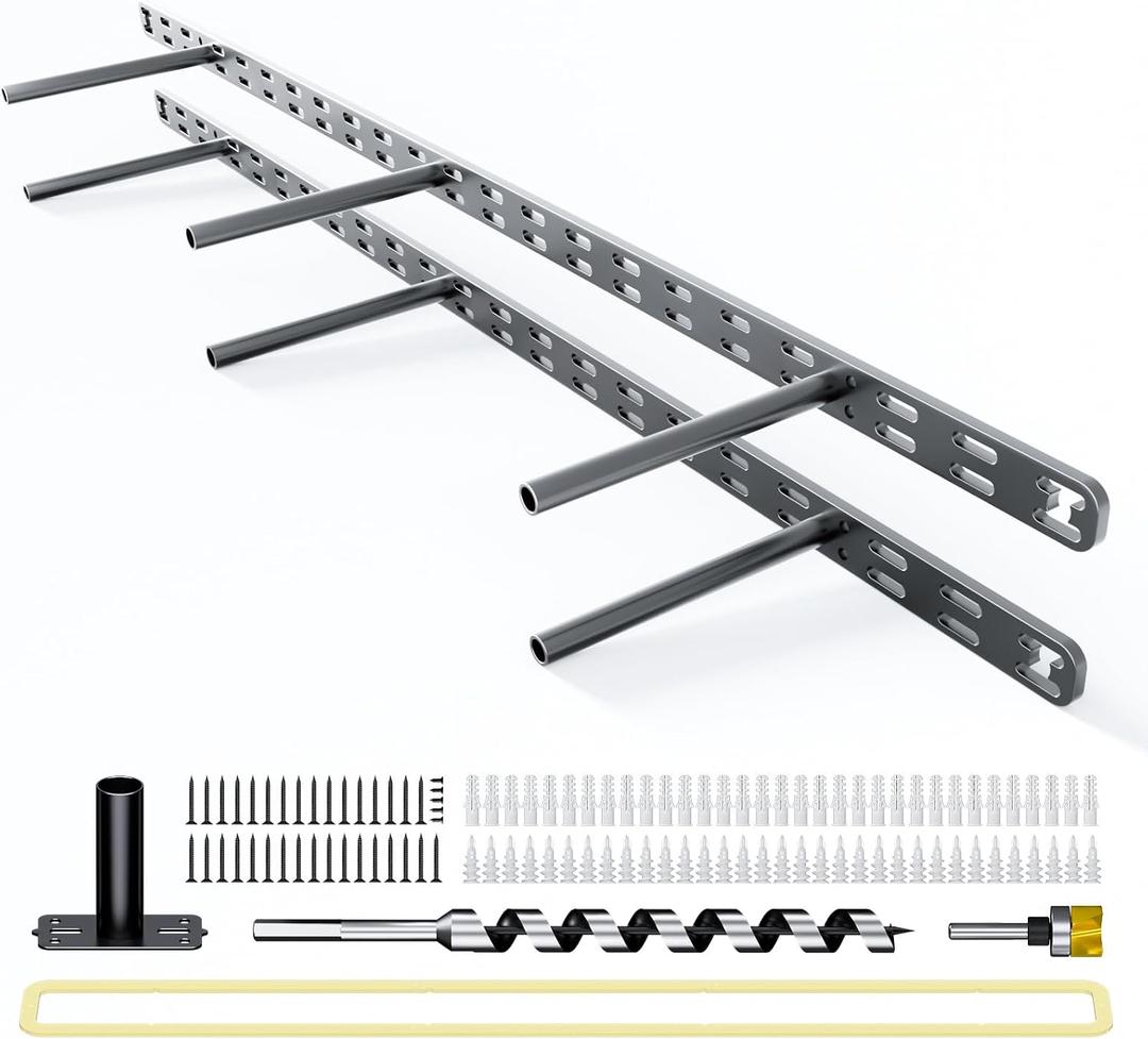 2pcs Floating Shelf Bracket Heavy Duty,Decorative Floating Shelf Hardware Hidden Black Metal Fireplace Mantel Brackets (34"X8"X1.0" with Tools)