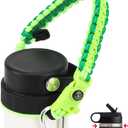 2.0 Paracord Handle for Hydroflask 2.0 Wide & Standard Mouth Water Bottles Strap Carrier with New Safety Ring Holder, 12oz - 64oz