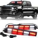XRIDONSEN 34 inch Emergency Visor Lights 40 LED Red White Strobe Lights Interior Windshield Warning Flashing for Volunteer Firefighter Vehicles Trucks