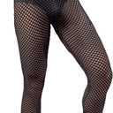 Men's Mesh See Through Pajama Breathable Long Pants Sleep Lounge Nightwear Homewear Bottoms (Black, M)