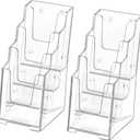 MaxGear Acrylic Brochure Holder, 4 Inch Wide 4 Tier Clear Literature Display Stand, Premium Plastic Pamphlet Holder, Multi Pocket Wall Mount or Countertop Organizer for Office or Home, 2 Pack