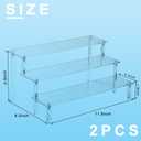 Hoewina 2PCS Acrylic Risers Display Stands, 3 Tier Perfume Organizer Display Shelf & Versatile Cupcake Stand Holder, Display Risers for Figures, Dessert Shelves for Party for Decoration and Organizer