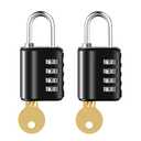 2 Pack Combination Padlock, 4 Digit Resettable Padlock with Keys, Combo Lock for School, Gym Locker, Employee Locker, Hasp Storage, Fence, Gate