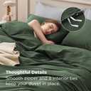 Bedsure 100% Washed Cotton Duvet Cover King Size - Olive Green Minimalist Bedding Set Linen Like - PureWoven Plain Simple & Soft Comforter Cover for All Seasons (Olive Green, King, 104"x90")