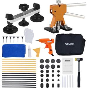 VEVOR Dent Puller Kit, 60 PCS Paintless Dent Removal Kit with Golden Lifter, Bridge Puller, Rubber Hammer, Glue Gun, Auto Body Hail Damage Repair Remover Tools for Car Refrigerator Door Ding Repair