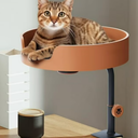 Cat Desk Bed Perch Nest with Teaser Easy Install,Space Saving Design,Sturdy Frame,Removable Cushion,Ideal for Home Office,Side Table,Fits All Cats