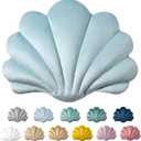 Ashler 3D Throw Pillows Shell Shaped Accent Throw Pillow, Soft Velvet Insert Included Cushion for Couch Bed Living Room, Pack of 1, Light Blue, 14 X 11 inches