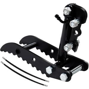 MMS Hydraulic Thumb Clip for Mini Excavators, Three Holes Excavator Clip with 2*M14 Hoses and Screws, L-Shaped Bracket Small Digger Attachments for Picking up Logs, Rocks and Debris