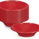 Premium Heavyweight Red Plastic Bowls Disposable - 15 oz and Elegant, (Pack Of 24), Microwavable, Ideal For Soups, Parties, Events & Home Use