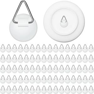 Patelai 80 Pieces Invisible Plate Hangers Wall Adhesive Picture Hangers Vertical Plate Holders for Hanging Decorative Plates Wall Hooks Display Art Photo Frames Paintings