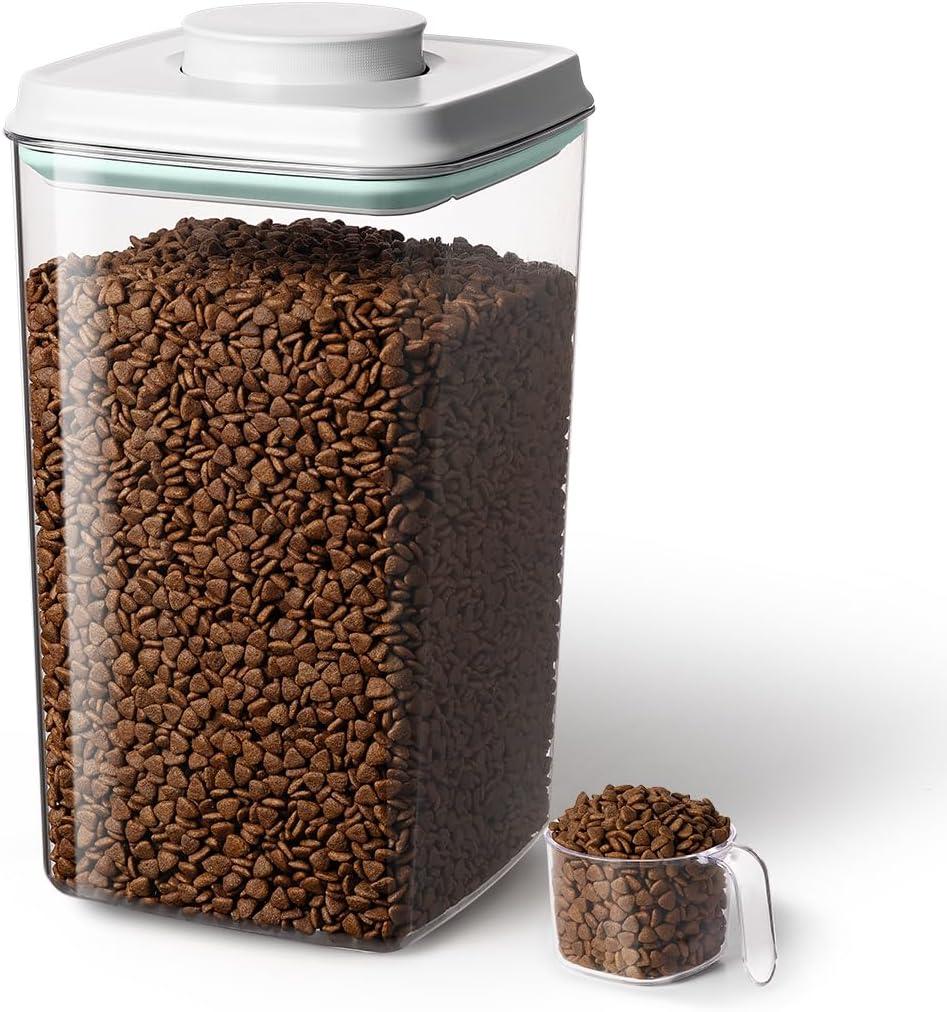 Ankou Dog Food Storage Container with 130ml Scoop 4L/4.2qt Airtight Dog Food Container for Kibble & Treats, BPA-Free Cat Food Storage Container, Stackable Pop Lid Plastic Container with Lid