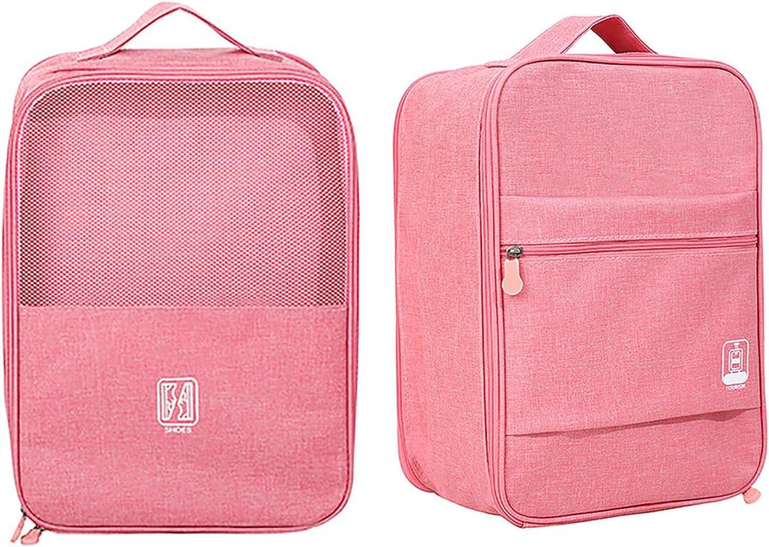 Shoe Bags - Portable Waterproof Organizer, Holds 3-4 Pairs, Travel Essentials (Pink)