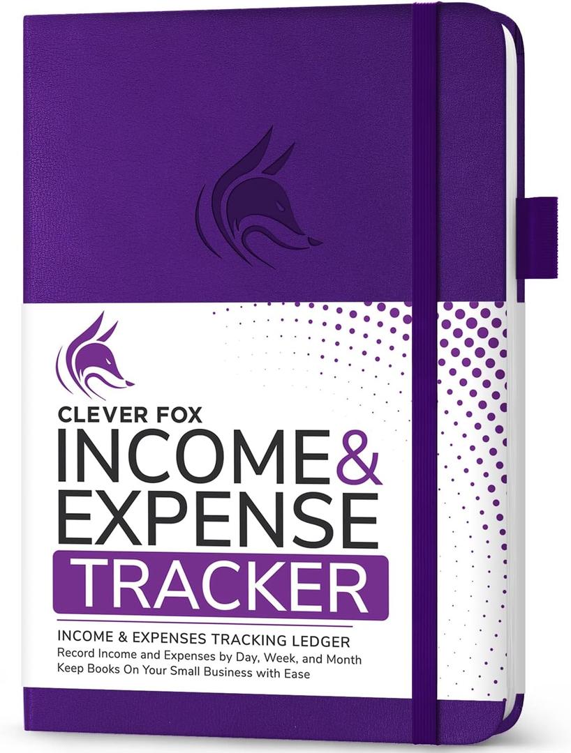 Clever Fox Income & Expense Tracker  Accounting & Bookkeeping Ledger Book for Small Business  1-Year Record Notebook, A5 (Purple)