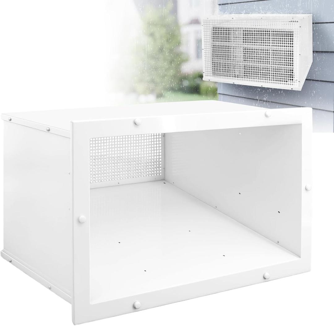 26'' PTAC Wall Sleeve with Decorative Frame and Ventilation Mesh Backplate | Flange Design Through the Wall Air Conditioner Sleeve, Dual Security Assurance, Pre-drilled Installation Holes& Drain Hole