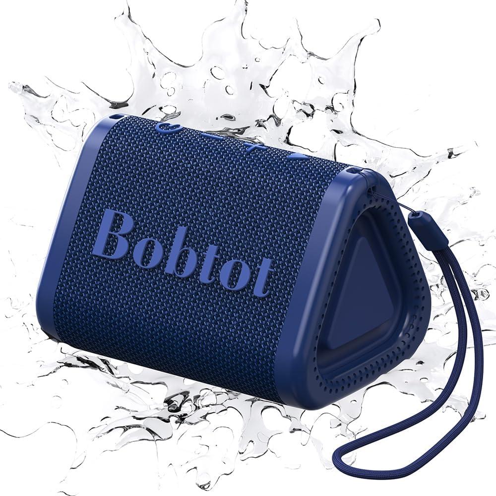 Bobtot Portable Bluetooth Speaker Wireless, IPX7 Small Shower Speaker Waterproof, 15H Playing Time, Loud and Stereo Sound with Bass, TWS Pairing for Party, Camping, Travel, Blue