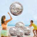 TURNMEON 5 Pack Sequins Beach Ball Jumbo Pool Toys Balls 16 Inch 24 Inch Giant Confetti Glitters Inflatable Clear Beach Ball Swimming Pool Water Beach Toys Outdoor Summer Party Favors for Kids Adults (2 pcs 24inch+3 pcs 16inch, A-Mixed color)