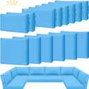 Patelai 14 Pcs Waterproof Outdoor Patio Cushion Covers Replacement 24 x 24 UV Proof Wicker Sofa Sectional Seat Slipcovers for Rattan Sectional Set Supplies, Covers Only (Bright Blue)