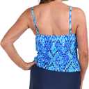 Maxine of Hollywood Women's 2-Tiered Ruffle Tankini Swimsuit Top (Blue)