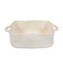 Woven Cotton Rope Storage Basket with Handles for Organizing Shelves Closet Small Cat Dog Pet Toy Baskets Box Bin Decorative Rectangle Baby Nursery basket Gift basket Empty(white)