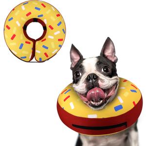 Supet Inflatable Dog Cone Collar Alternative After Surgery, Doggie Neck Donut Collar Recovery ECollar for Post Surgery, Soft Dog Cone for Small Medium Puppies Cats (S(Neck 7"-9.5"))