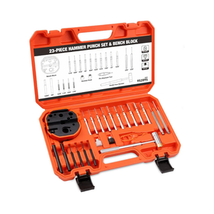 HORUSDY 23-Piece Punch Set Roll Pin Punch Set and Hammer with Bench Block, Punch Tool Ideal for Maintenance