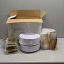 bUCLA 600PCS Clear Plates with Gold Trim - Clear Gold Dinnerware Set Disposable Include 100 Dinner/100 Dessert Plates, 100 Knives, 100 Forks, 100 Spoons, 100 Cups for Wedding, Party