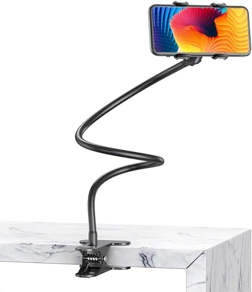 Hslyee Lazy Phone Stand - Suitable for Fixing on Tables, Chairs, and headboards,Universal 360 Degree Flexible Bracket Long Arm Clip Clamp Mount for Bed