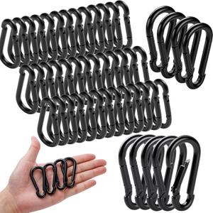 50Pack M5 2Inch Spring Snap Hooks Carabiner Black, 3/16" Heavy Duty Carabiner Clips Chain Quick Links Spring Safety Hook Connector for Dog Leash Backpack Hiking Fishing Bag Outdoor Travel