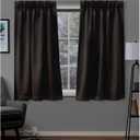 EXCLUSIVE HOME Sateen Twill Woven Room Darkening Blackout Pinch Pleat/Hidden Tab Top Curtain Panel Pair, 63" Length, Espresso