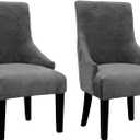 Velvet Wingback Dining Chair Cover Soft Stretch Accent Chair Cover Slipcover Thick Plush Wing Back Chairs Covers Furniture Protect Washable Chairs Protector Covers for Dining Room (Dark Grey, 2)