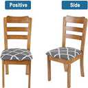 SearchI Seat Covers for Dining Room Chairs Stretch Printed Chair Seat Covers Set of 4, Removable Washable Upholstered Chair Seat Protector Cushion Slipcovers for Kitchen, Office(Grey+White)