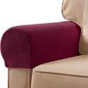 SUBRTEX Stretch Armrest Covers Spandex Arm Covers for Chairs Couch Sofa Armchair Slipcovers for Recliner Sofa with Twist Pins 2pcs (Wine)