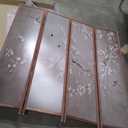 4 Panel Bamboo Room Divider for Room Separation, 5.6 ft Tall Double-Sided Folding Privacy Screen with Premium Thickened Wood Frame, White Plum and Birds (67" H x 63" W)