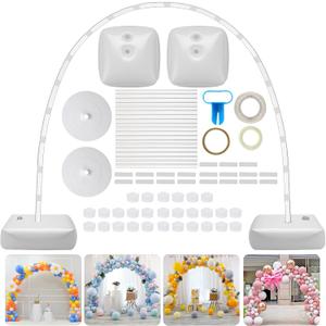 Balloon Arch Kit, Adjustable 10FT Wide & 8FT Tall Balloon Arch Stand Kit with Water Fillable Bases, Garden Arbors Plant Support Stand with 40pcs Balloon Clips for Wedding, Graduation, Holiday Party