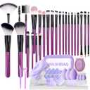 Makeup Brush Set, 49Pcs Makeup Tool Set Premium Synthetic Foundation Concealers Powder Eye Shadows Makeup Brushes Kit for for Beginner Professional, Purple